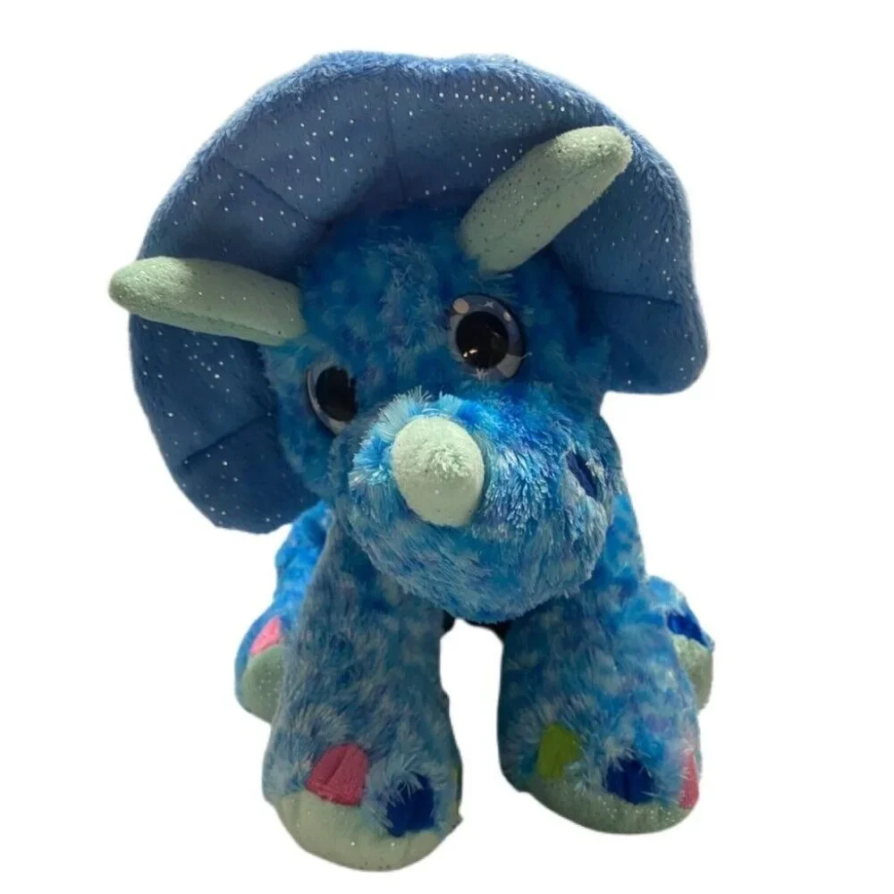 Wild Republic Triceratops Plush Blue Sparkle 12